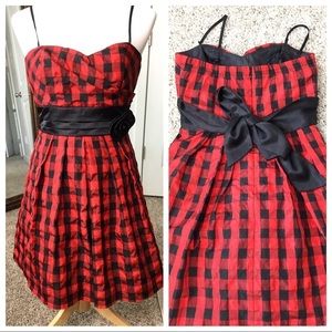 Red and black short formal dress